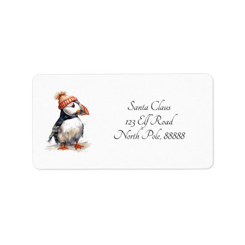 Christmas Puffin customizable Label