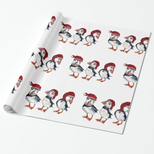 Christmas Puffins Wrapping Paper