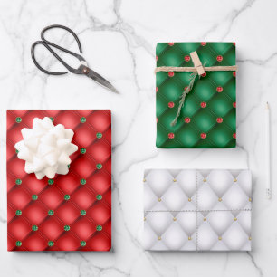 Christmas Puffy Quilted Trio Wrapping Paper Sheets
