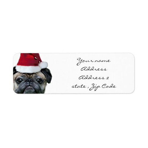 Christmas pug address labels