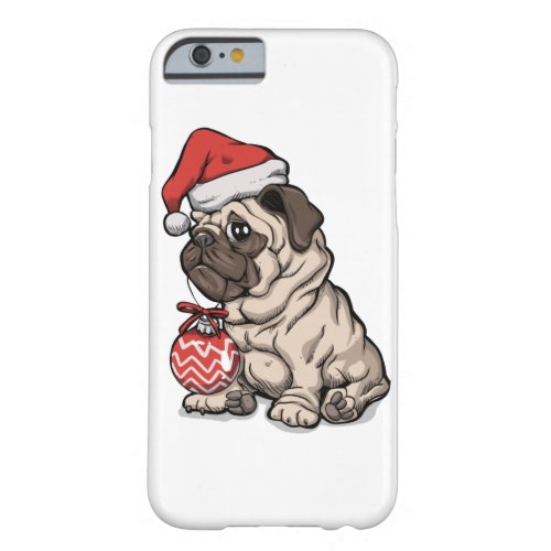Christmas Pug cute hat cartoon Barely There iPhone 6 Case