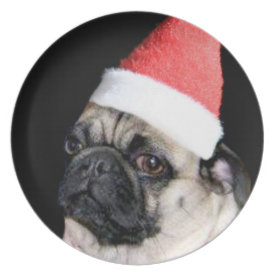 Christmas pug decorative plate