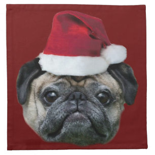 Christmas pug dog cloth napkin