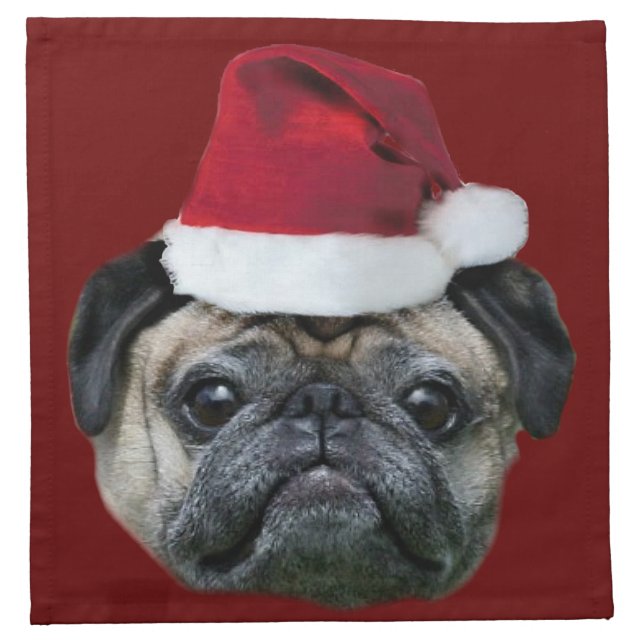Christmas pug dog cloth napkin (Front)