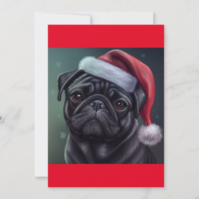 Christmas Pug Dog , Dog lover gift  T-Shirt Holiday Card (Front)