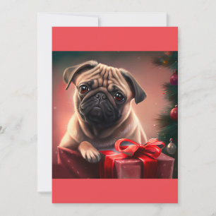 Christmas Pug Dog , Dog lover gift T-Shirt Holiday Card