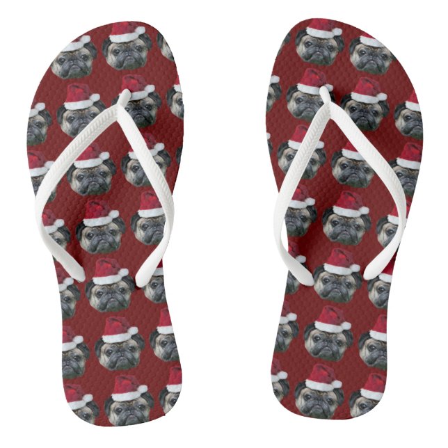 Christmas pug dog flip flops (Footbed)