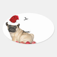 Christmas pug dog gift tag stickers