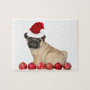 Christmas pug dog jigsaw puzzle