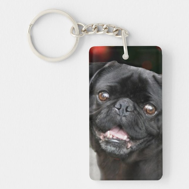 Christmas pug dog keychain (Front)