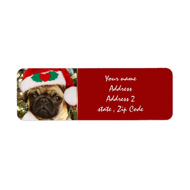 Christmas Pug dog Label (Front)