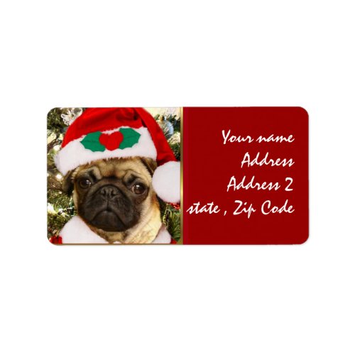 Christmas Pug dog Label