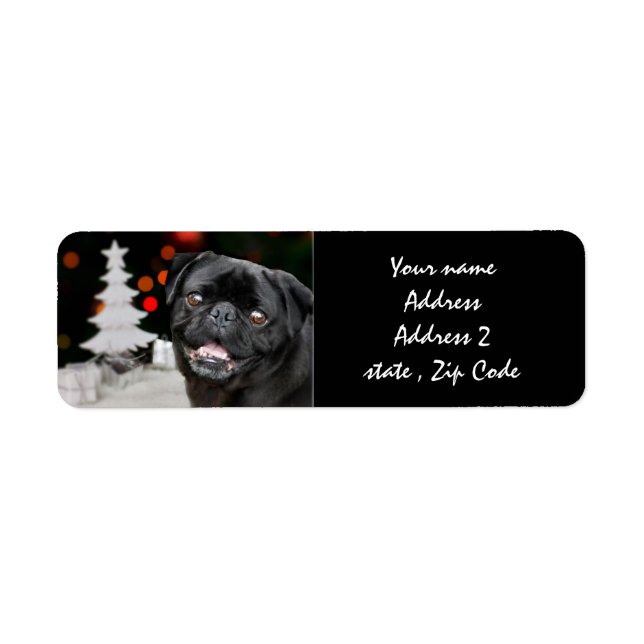 Christmas pug dog label (Front)
