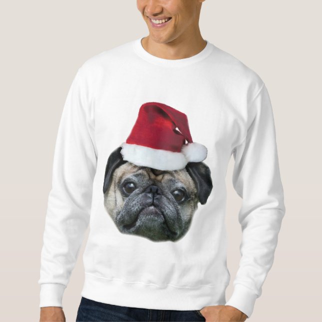 Christmas pug dog men's shirt (Front)
