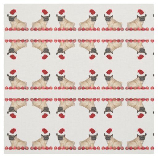 Christmas pug dog pattern Fabric