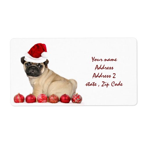 Christmas Pug dog shipping labels