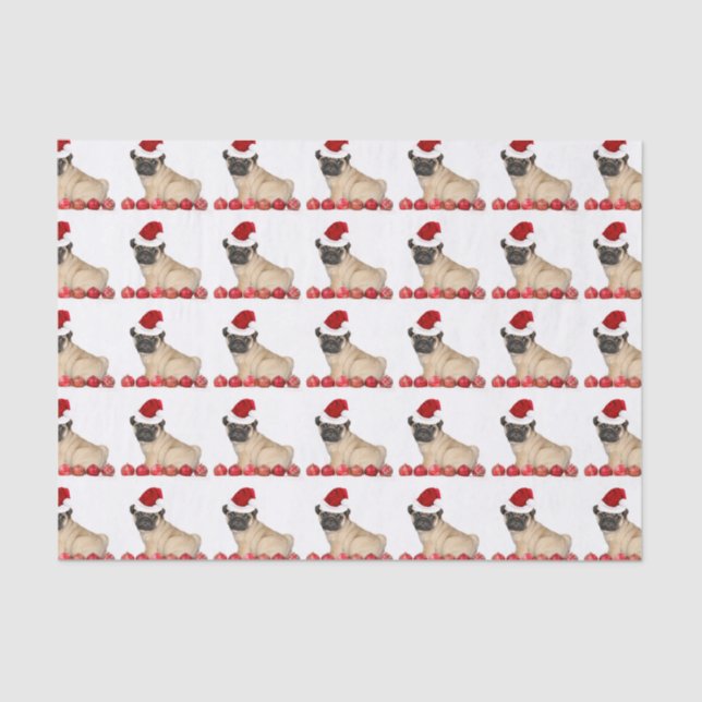Christmas pug dog tissue paper (Front)