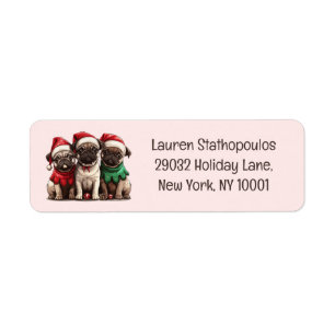Christmas Pug Dogs Label