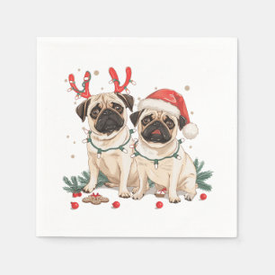 Christmas Pug Dogs Napkins