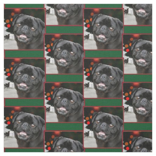 Christmas pug dogs pattern Fabric