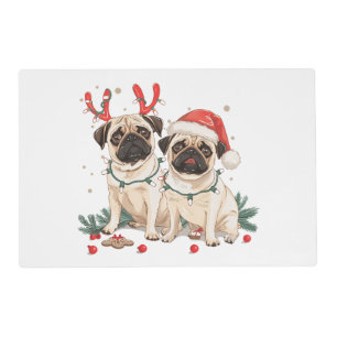 Christmas Pug Dogs Placemat