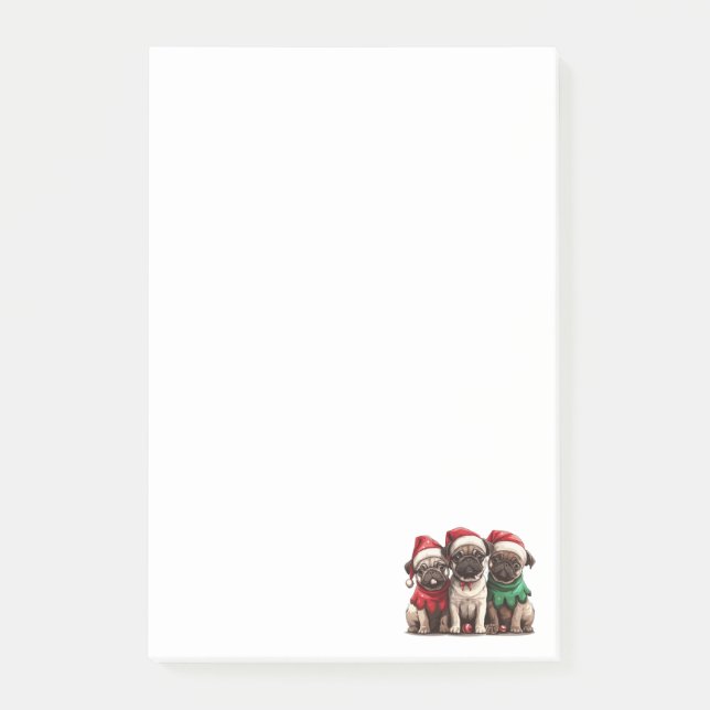 Christmas Pug Dogs Post-it Notes (Front)