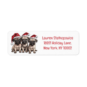 Christmas Pug Dogs Santa Label