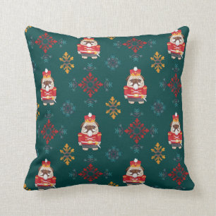 Christmas Pug dressed red Nutcracker Throw Pillow
