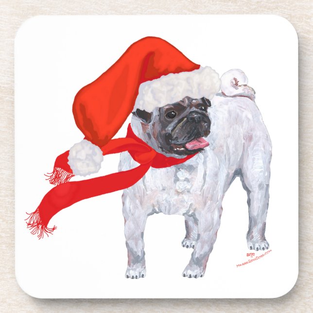 Christmas Pug Drink Coaster (Front)