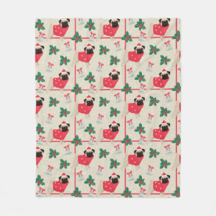 Christmas Pug Fleece Blanket