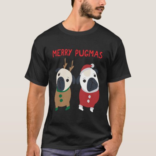 Christmas Pug Funny Pugmas Holiday Graphic Long Sl T_Shirt