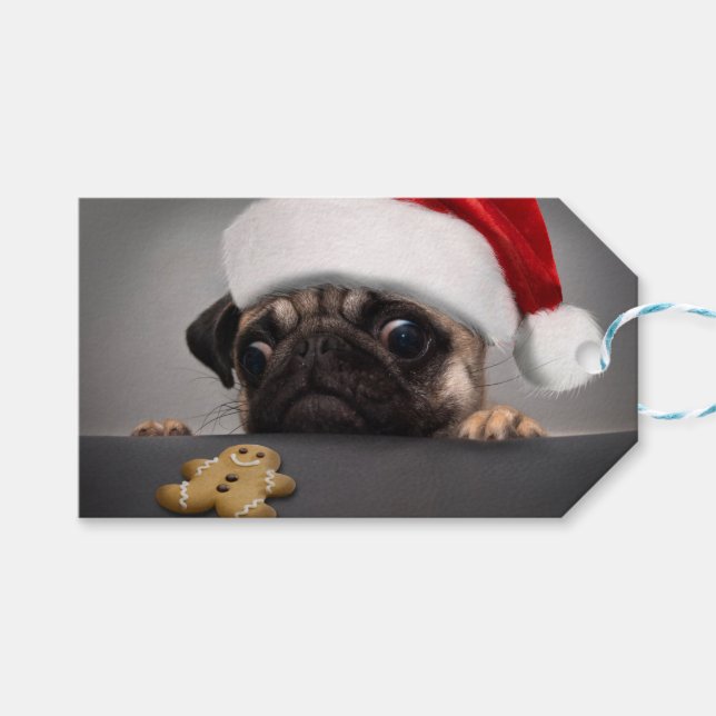 Christmas Pug Gift Tags (Front (Horizontal))