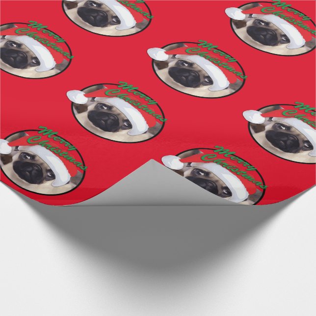 Christmas Pug - Glossy Wrapping Paper, 30" x 6' Paper (Corner)