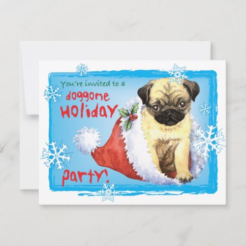 Christmas Pug Holiday Invitation