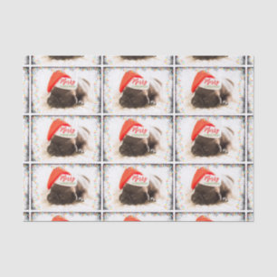 Christmas Pug in Santa Hat with Christmas Lights Tissue Paper