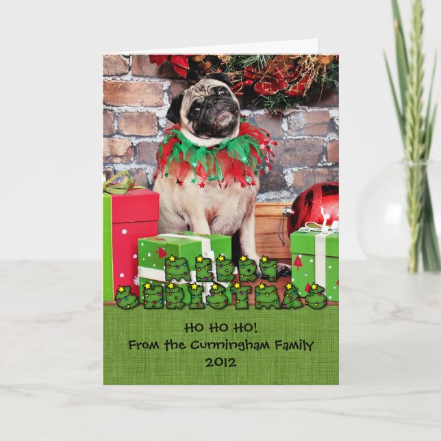 Christmas - Pug - Lily Lou Holiday Card (Front)