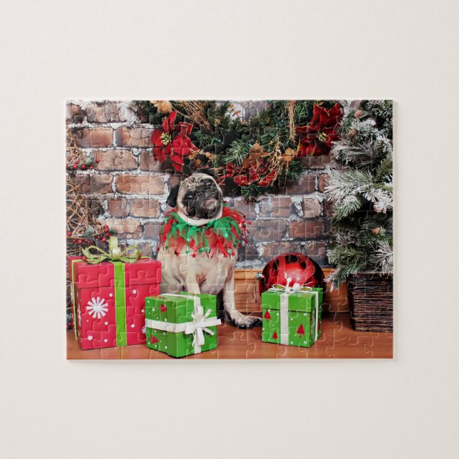 Christmas - Pug - Lily Lou Jigsaw Puzzle (Horizontal)