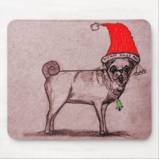 Christmas Pug Mousepad