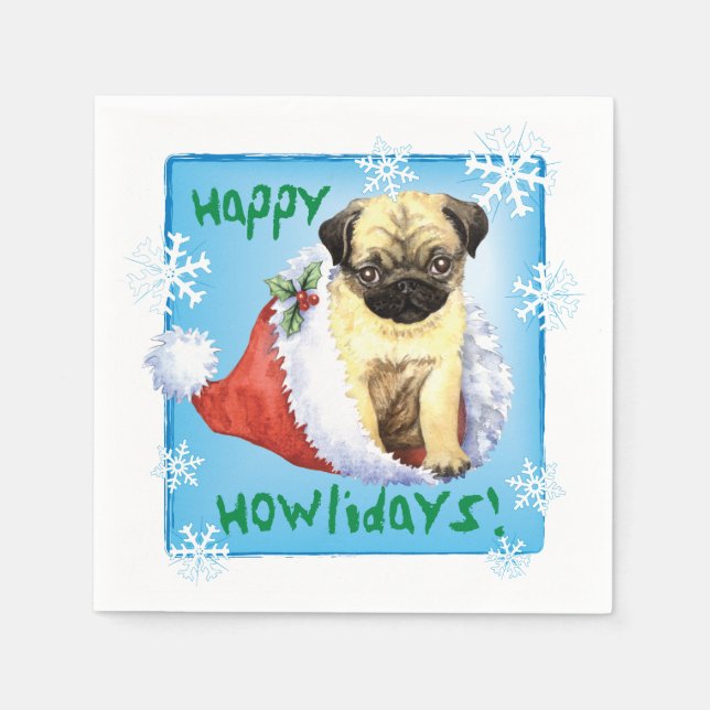 Christmas Pug Napkins (Front)