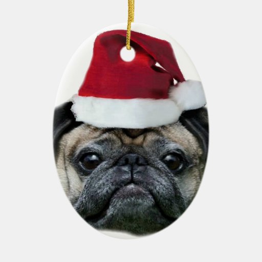 Christmas pug ornament | Zazzle