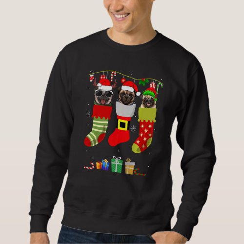 Christmas Pug Pajama Dog Socks Light Santa Elf Xma Sweatshirt