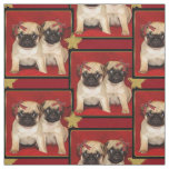 Christmas pug puppies dog pattern Fabric