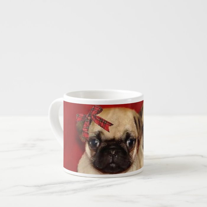 Christmas pug puppies espresso cup