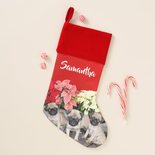 Christmas pug puppies stocking (Front)