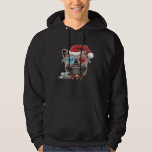 Christmas Pug Puppy Dog Santa Claus cute face  Xma Hoodie