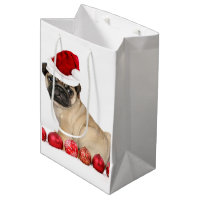 Christmas Pug puppy  Gift Bag