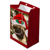 Christmas Pug puppy  Gift Bag