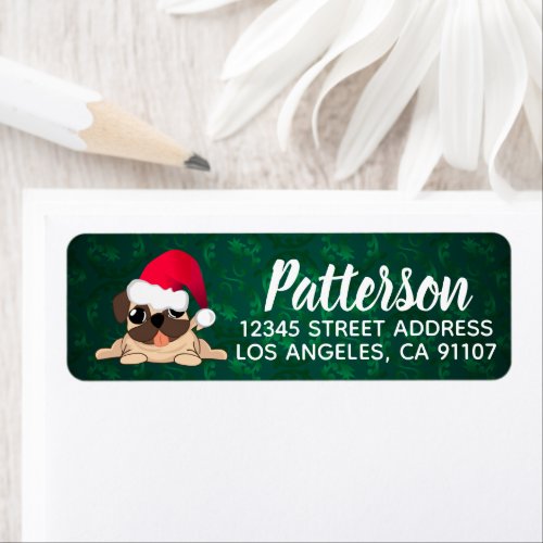 Christmas Pug Return Address Label