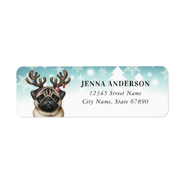 Christmas Pug Return Address Labels (Front)