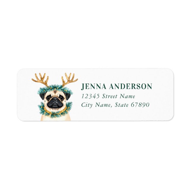 Christmas Pug Return Address Labels (Front)